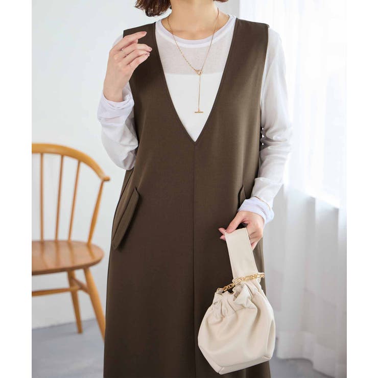 ブラウン | 細見え深Ｖジャンパースカート | Viola e Viola