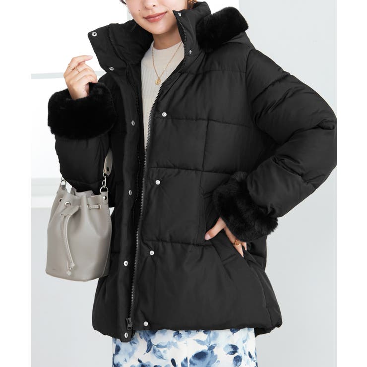 ファー付きミドル丈中綿コート | alotta | 詳細画像1 