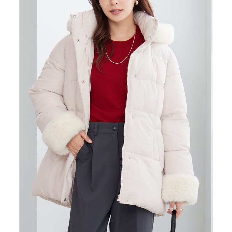 ファー付きミドル丈中綿コート | alotta | 詳細画像9 