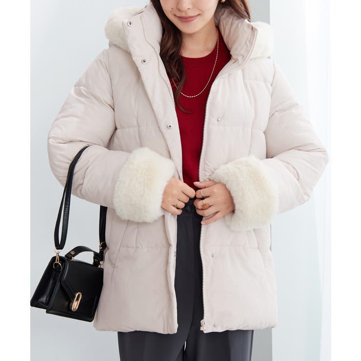 ファー付きミドル丈中綿コート | alotta | 詳細画像12 