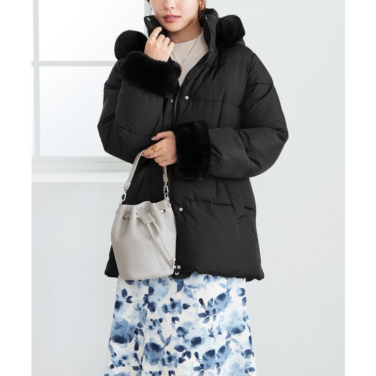 ファー付きミドル丈中綿コート | alotta | 詳細画像4 