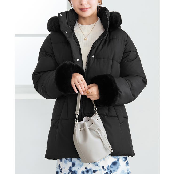 ファー付きミドル丈中綿コート | alotta | 詳細画像6 