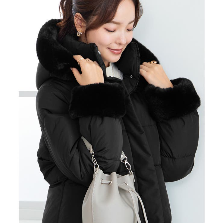 ファー付きミドル丈中綿コート | alotta | 詳細画像8 