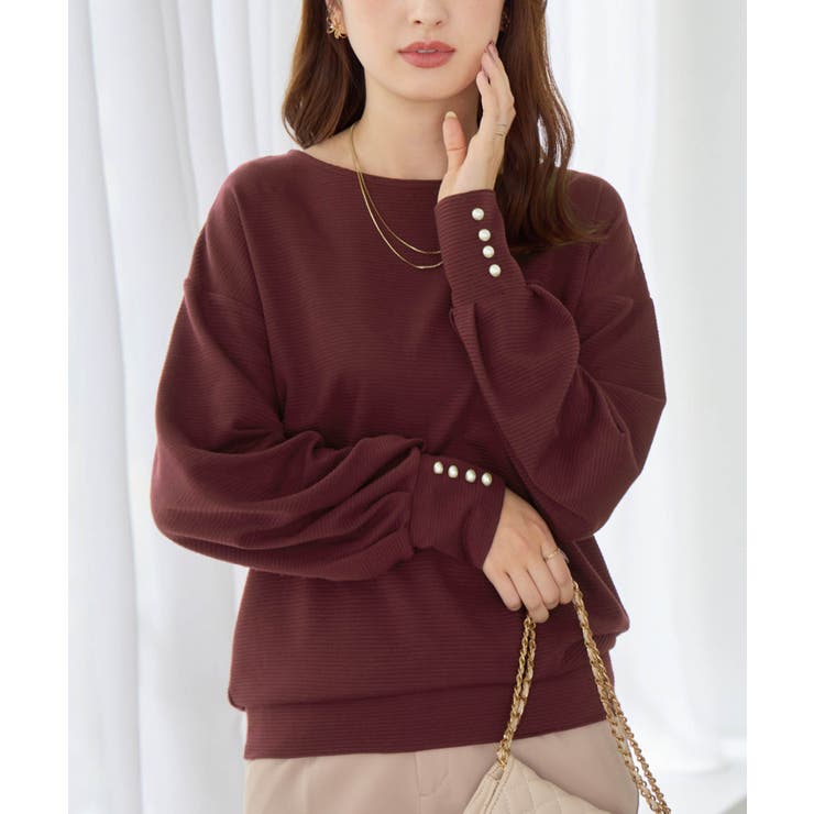 パール調ボタン柔らかカットソーゆるトップ | alotta | 詳細画像7 