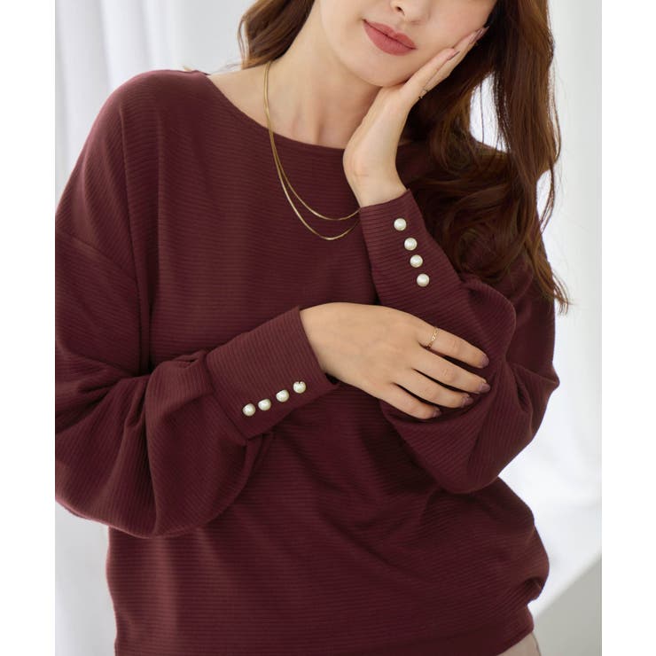 パール調ボタン柔らかカットソーゆるトップ | alotta | 詳細画像8 