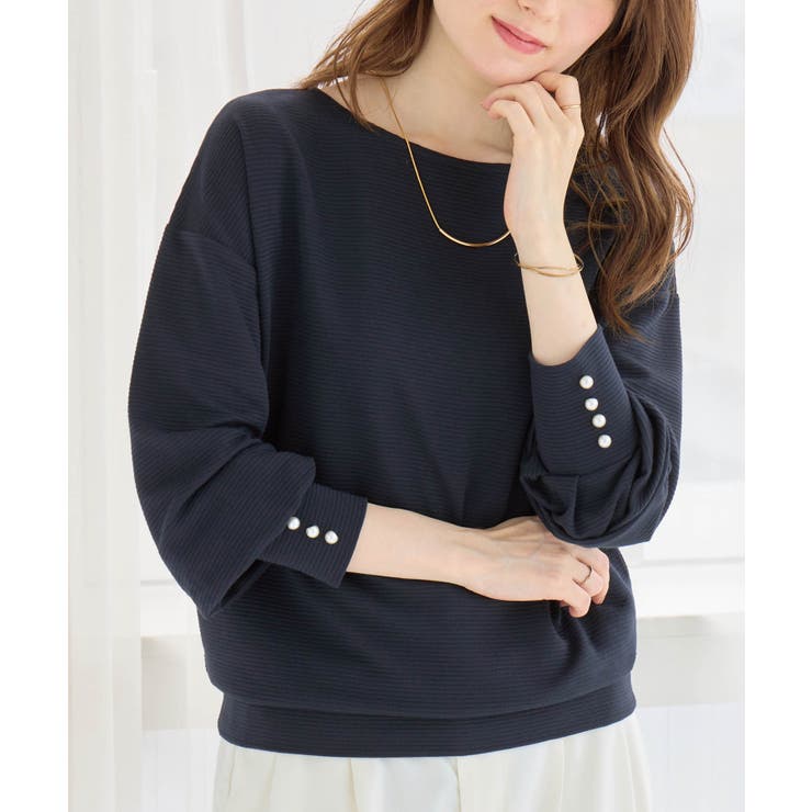 パール調ボタン柔らかカットソーゆるトップ | alotta | 詳細画像2 