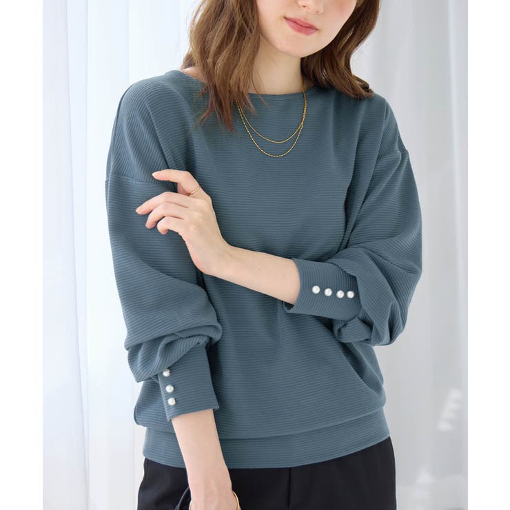 パール調ボタン柔らかカットソーゆるトップ | alotta | 詳細画像13 