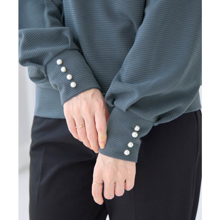 パール調ボタン柔らかカットソーゆるトップ | alotta | 詳細画像17 