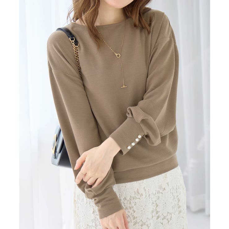 パール調ボタン柔らかカットソーゆるトップ | alotta | 詳細画像20 