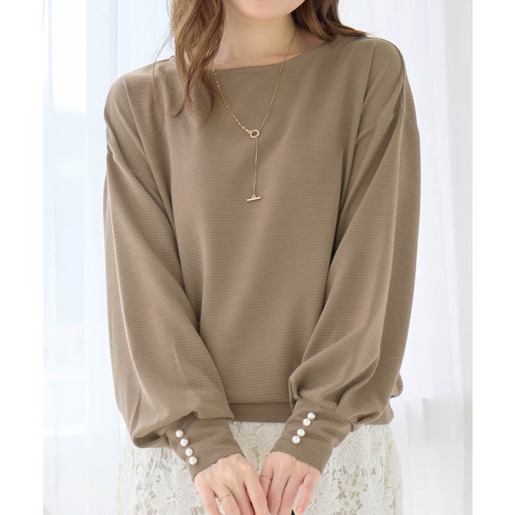 パール調ボタン柔らかカットソーゆるトップ | alotta | 詳細画像21 