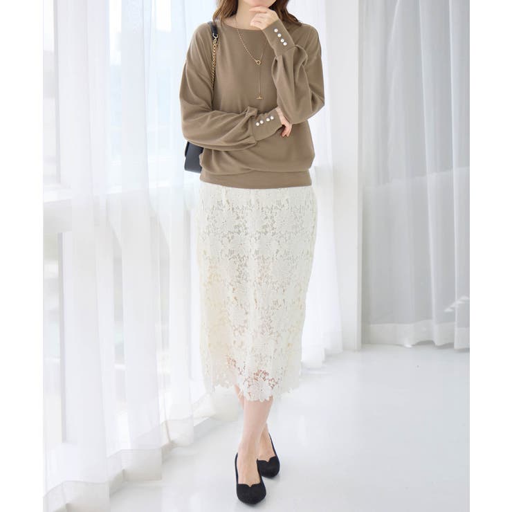 パール調ボタン柔らかカットソーゆるトップ | alotta | 詳細画像22 