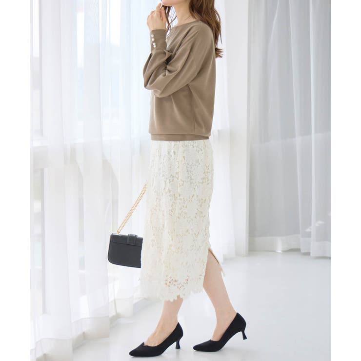 パール調ボタン柔らかカットソーゆるトップ | alotta | 詳細画像23 