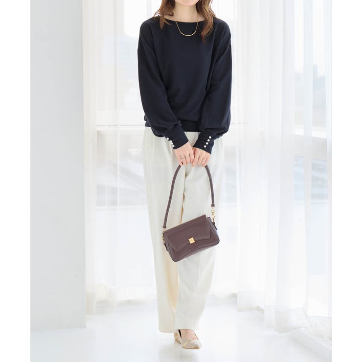 パール調ボタン柔らかカットソーゆるトップ | alotta | 詳細画像4 