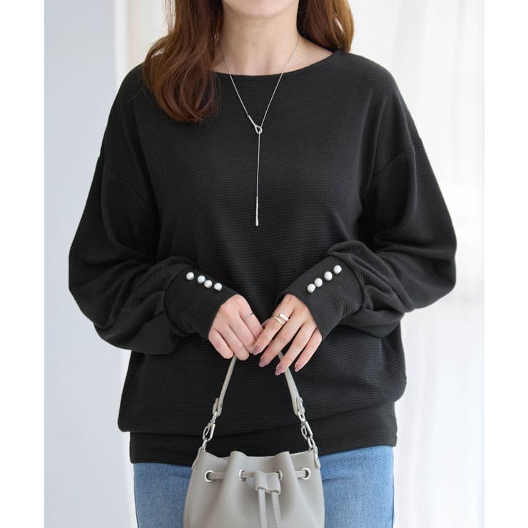 パール調ボタン柔らかカットソーゆるトップ | alotta | 詳細画像24 