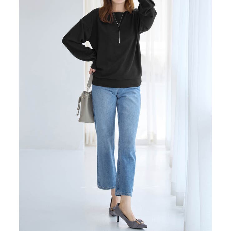 パール調ボタン柔らかカットソーゆるトップ | alotta | 詳細画像25 