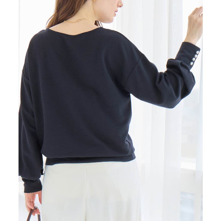 パール調ボタン柔らかカットソーゆるトップ | alotta | 詳細画像6 