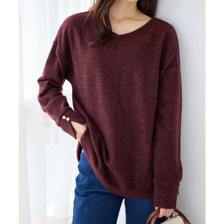 柔らかニットソー金ボタンゆるトップス | alotta | 詳細画像6 