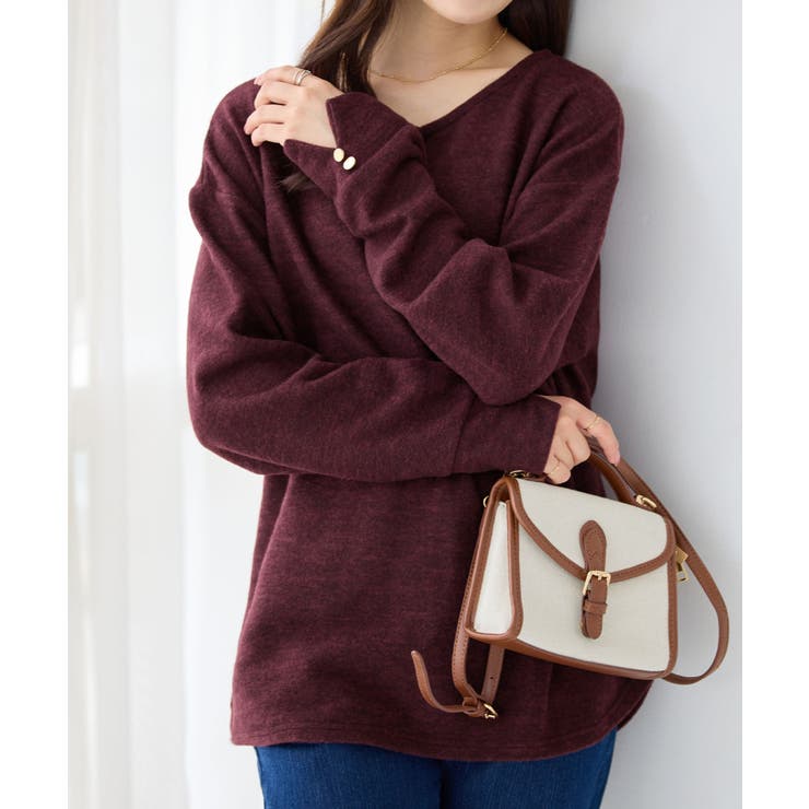 柔らかニットソー金ボタンゆるトップス | alotta | 詳細画像8 