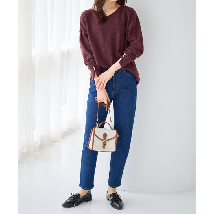 柔らかニットソー金ボタンゆるトップス | alotta | 詳細画像9 