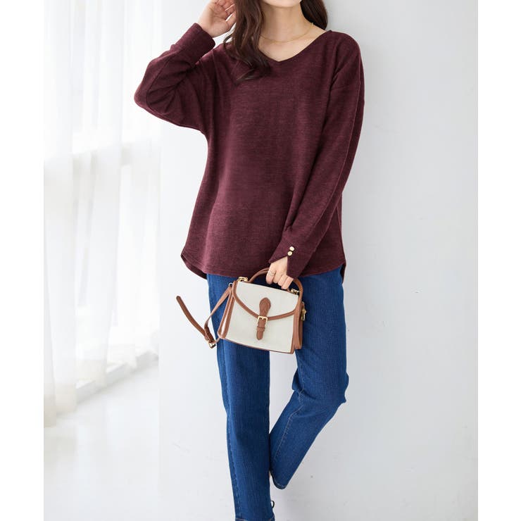 柔らかニットソー金ボタンゆるトップス | alotta | 詳細画像11 