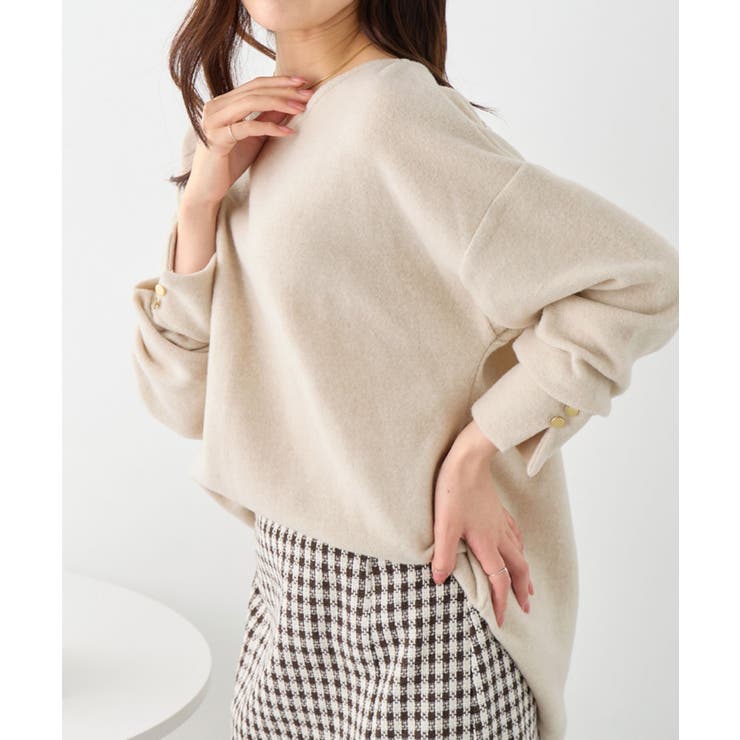 柔らかニットソー金ボタンゆるトップス | alotta | 詳細画像14 