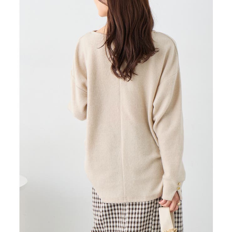 柔らかニットソー金ボタンゆるトップス | alotta | 詳細画像17 