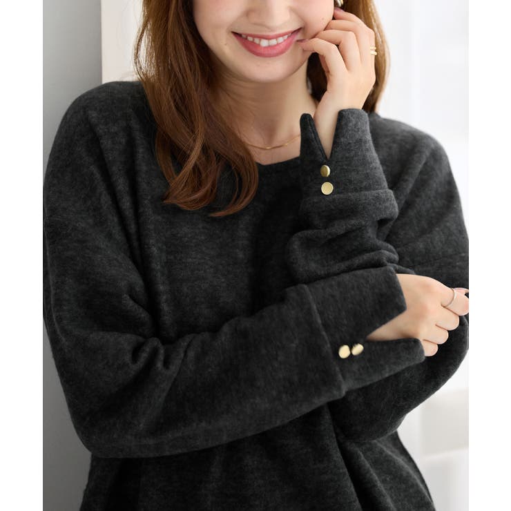 柔らかニットソー金ボタンゆるトップス | alotta | 詳細画像19 