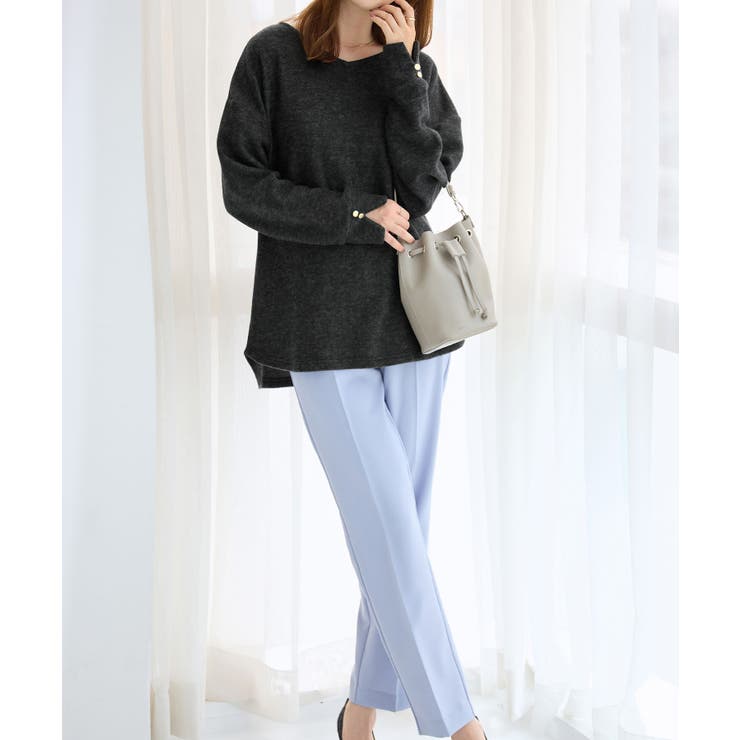 柔らかニットソー金ボタンゆるトップス | alotta | 詳細画像21 