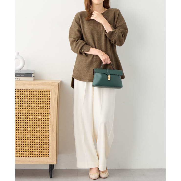 柔らかニットソー金ボタンゆるトップス | alotta | 詳細画像4 