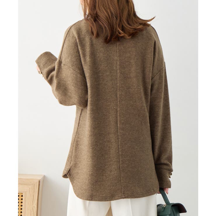 柔らかニットソー金ボタンゆるトップス | alotta | 詳細画像5 