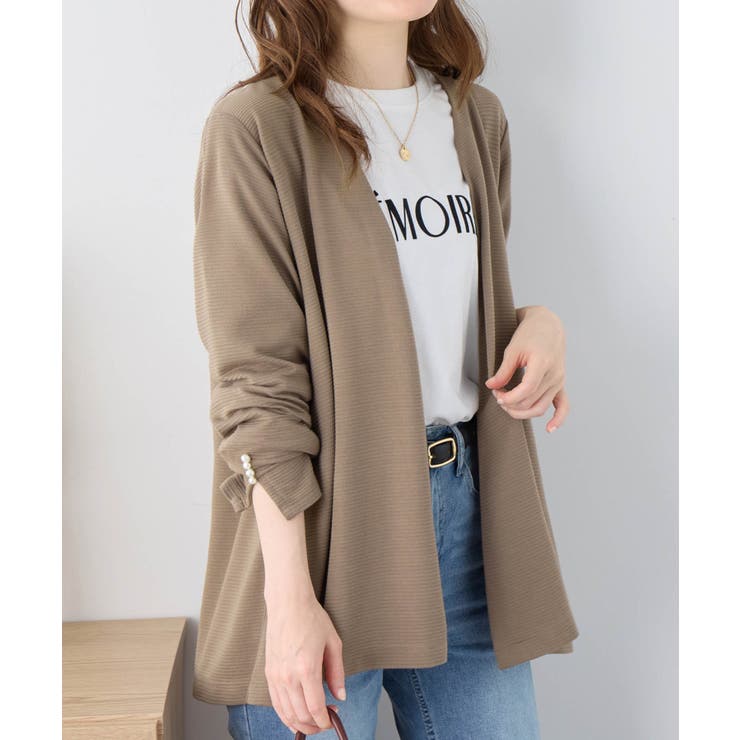 モカベージュ | リップル素材着流しカーディガン | alotta