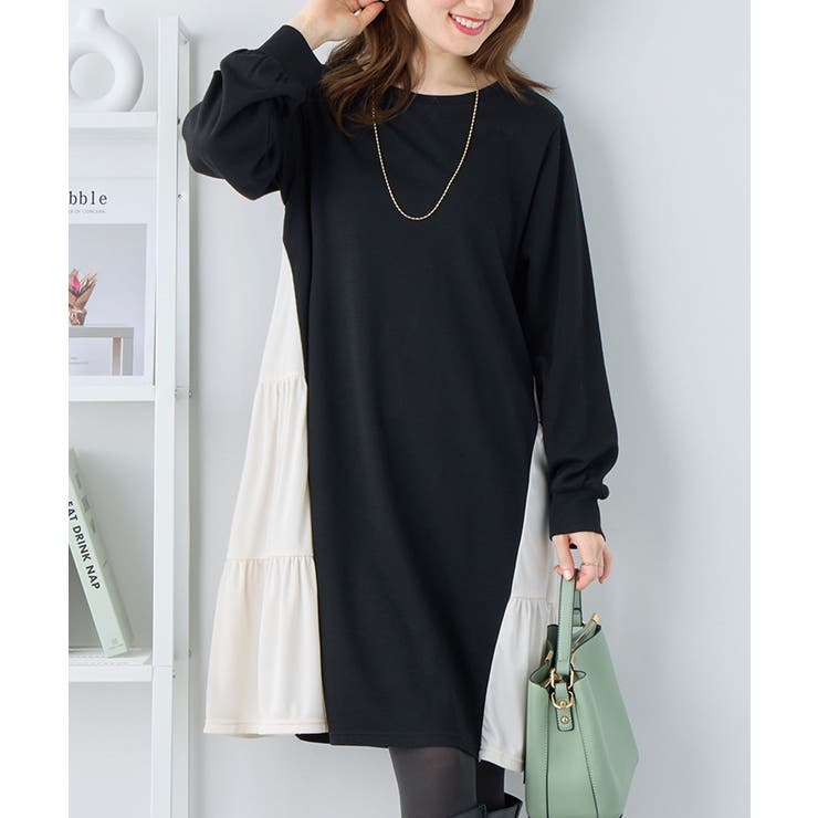 アイボリームジ | 異素材切替チュニックワンピース | alotta