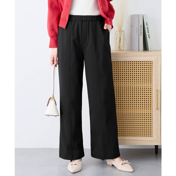 ブラック | あったか裏起毛セミワイドパンツショート | alotta