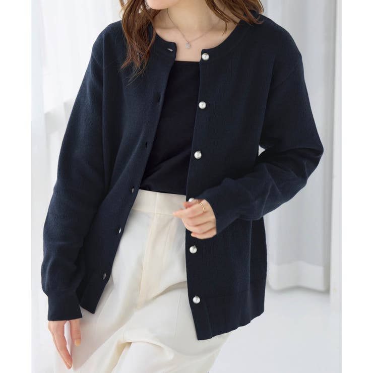 パールボタンニットカーディガン ミドル  | alotta | 詳細画像8 