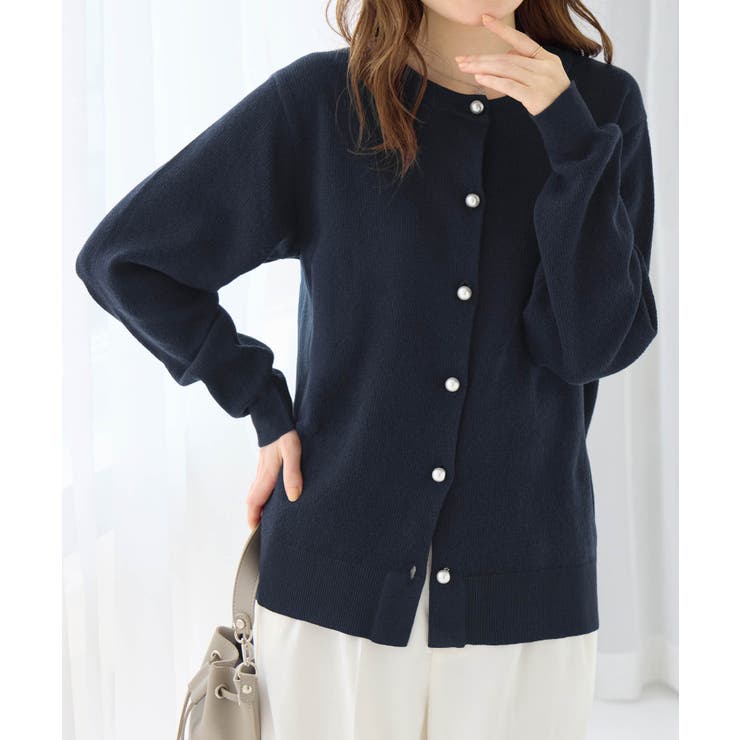 パールボタンニットカーディガン ミドル  | alotta | 詳細画像11 