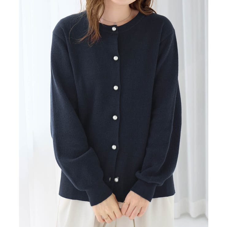 パールボタンニットカーディガン ミドル  | alotta | 詳細画像13 