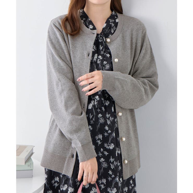 パールボタンニットカーディガン ミドル  | alotta | 詳細画像14 