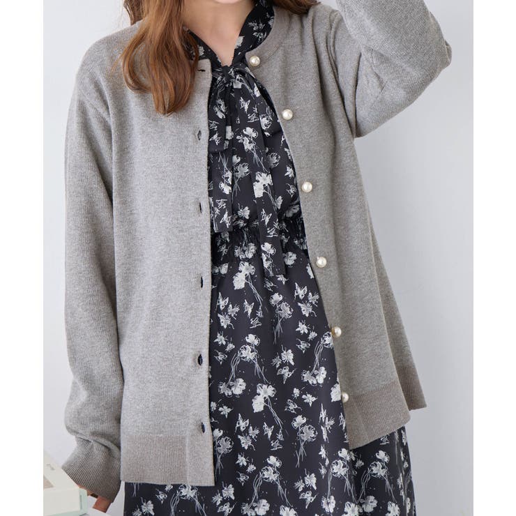 パールボタンニットカーディガン ミドル  | alotta | 詳細画像15 