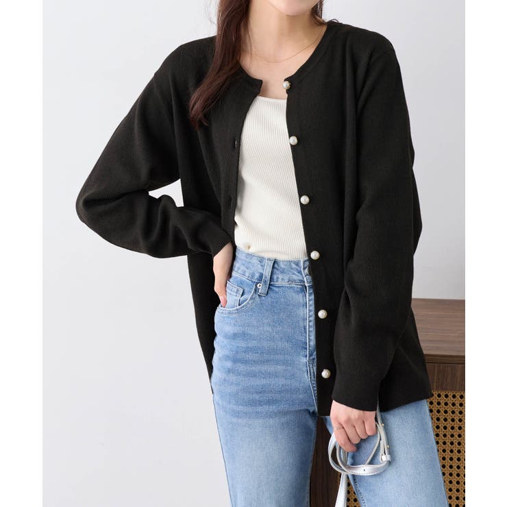 パールボタンニットカーディガン ミドル  | alotta | 詳細画像21 