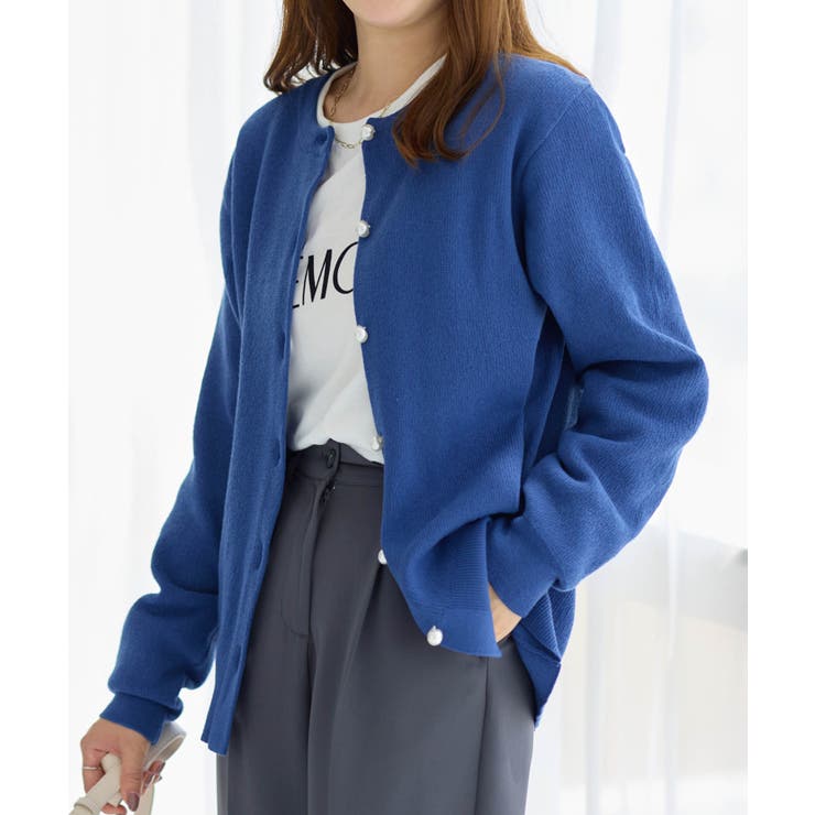 パールボタンニットカーディガン ミドル  | alotta | 詳細画像5 