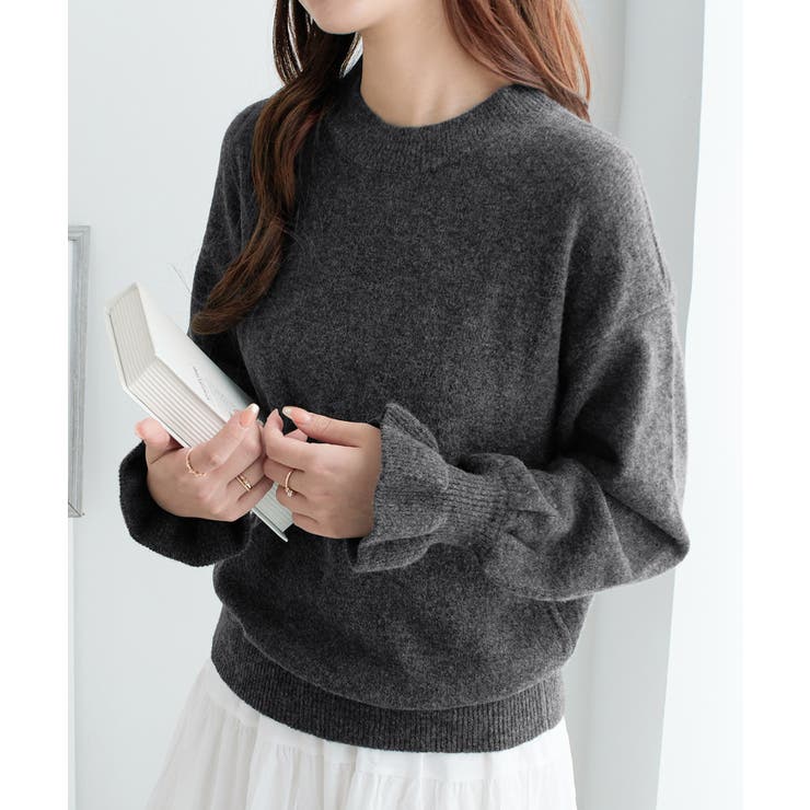 チャコール | ふんわりタッチキャンディースリーブニット | alotta