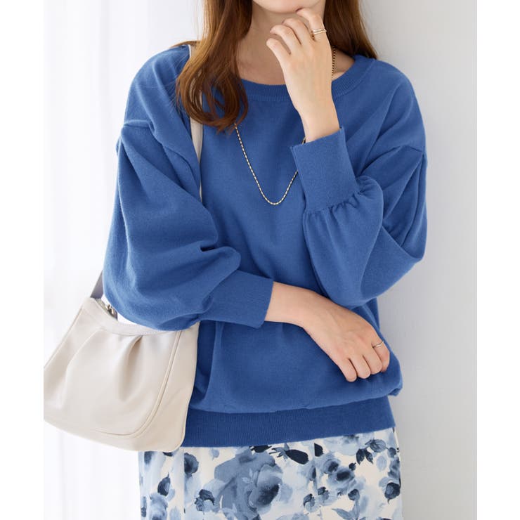 ダークブルー | パフ袖ゆるニットトップス | alotta