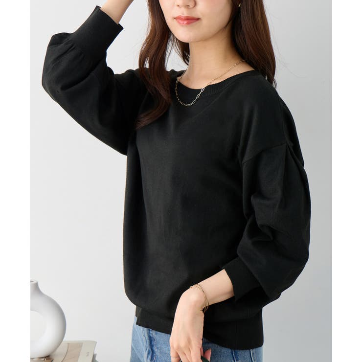 パフ袖ゆるニットトップス | alotta | 詳細画像8 