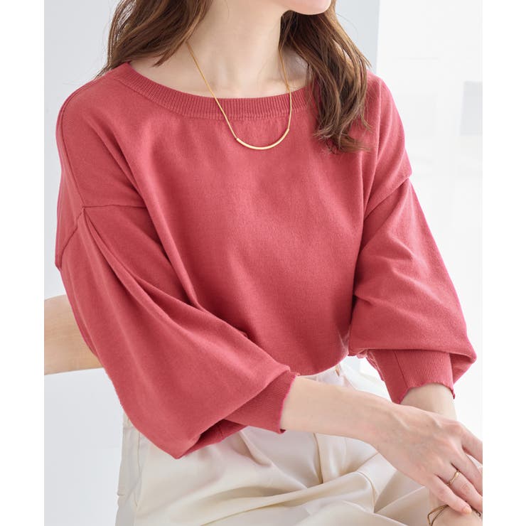 ピンク | パフ袖ゆるニットトップス | alotta