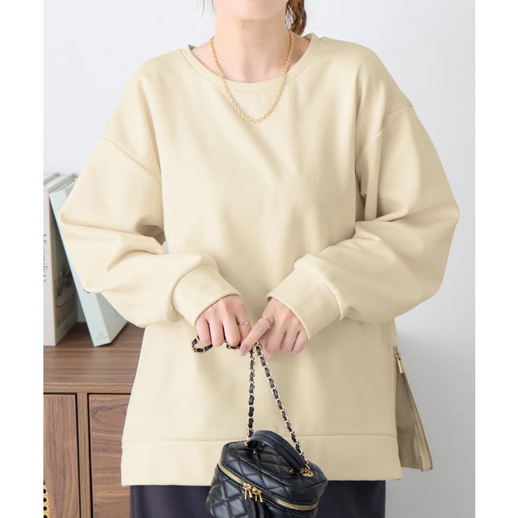 アイボリー | サイドジップあったか裏起毛プルオーバー | alotta