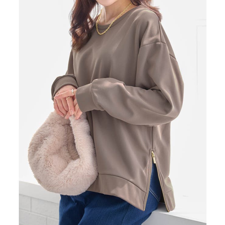 モカ | サイドジップあったか裏起毛プルオーバー | alotta