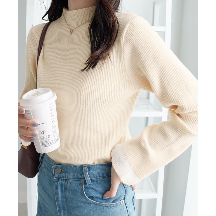 袖シアー切替ニットプルオーバー | alotta | 詳細画像11 