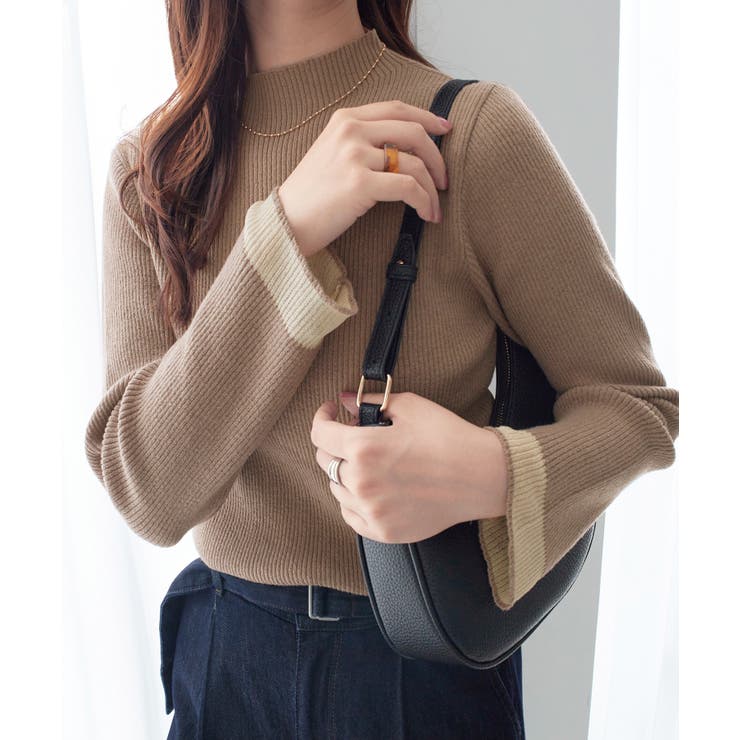 袖シアー切替ニットプルオーバー | alotta | 詳細画像18 