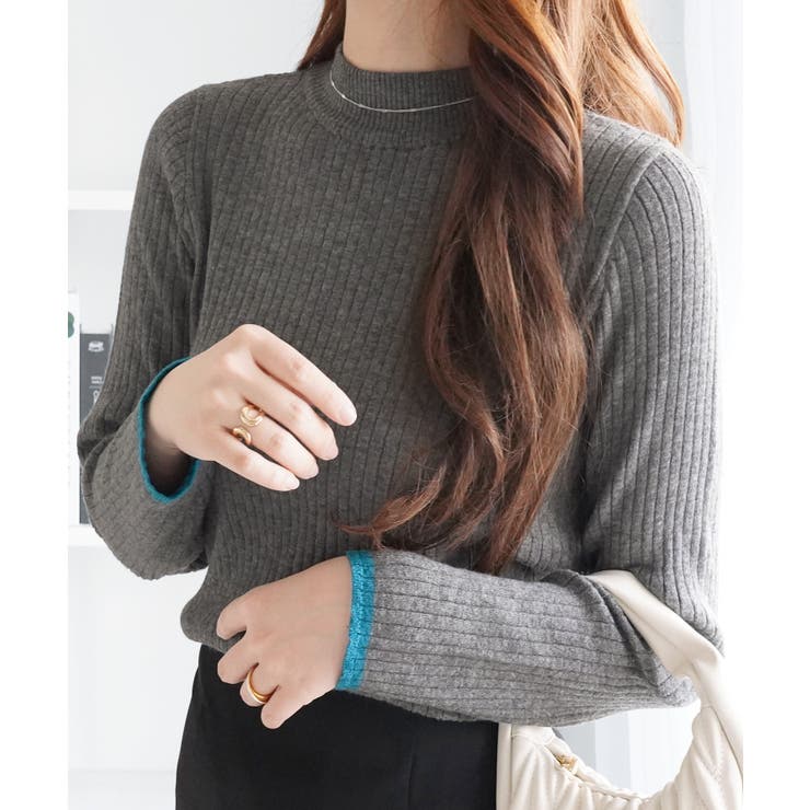 もっちり袖配色リブニット | alotta | 詳細画像22 