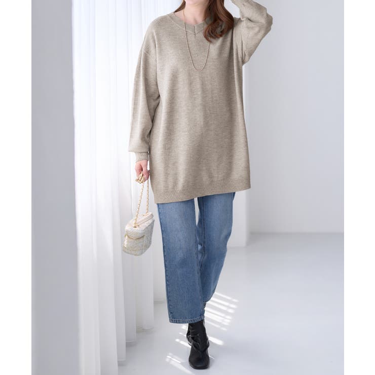 ゆるニットＶネックチュニック | alotta | 詳細画像19 